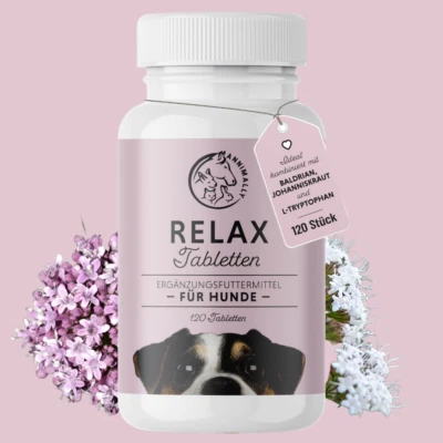 Annimally Relax Tabletten - Beruhigungsmittel Hund Baldrian Tryptophan 120 Stück