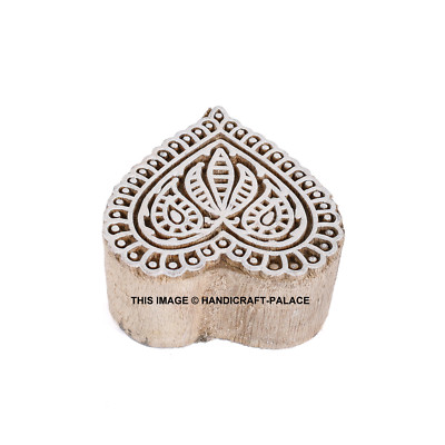 Tampon Bloc Bois Indien Sculpté Main - Motif Paisley (boteh) - Impression Textile Et Scrapbooking