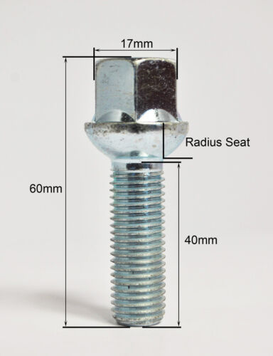 Verlängerte VW Volkswagen Rad Bolzen Und Sicherungsmuttern M14,1.5 40mm Radius ( - Bild 4 von 4