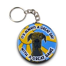 Brindle Great Dane Great Day Retro Portrait Keychain Handmade Accessories Gift