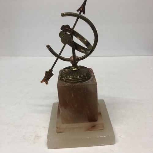 Vintage Danish Denmark? Table Armillary Brass & Onyx Sundial With Numbers Arrow - Picture 5 of 7