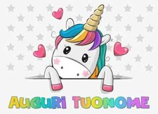 Cialda UNICORNO CUORI con NOME Decorazione Torta Ostia Zucchero
