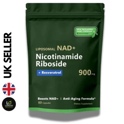 NAD+ BOOSTER - LONDON ORGANICS NAD Resveratrol 900mg NMN, 80 Vegan Caps – Anti-Aging, Energy, Focus, UK Seller