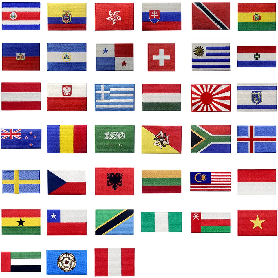 Country Flags patch Iron On Sew On Patches Embroidered National badges appliques - Image 2 of 4