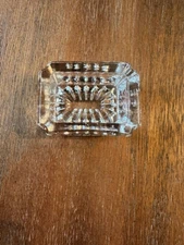 Vintage Clear Heavy Glass Rectangular Salt Cellar Dip Bowl Kitchen Open Salt