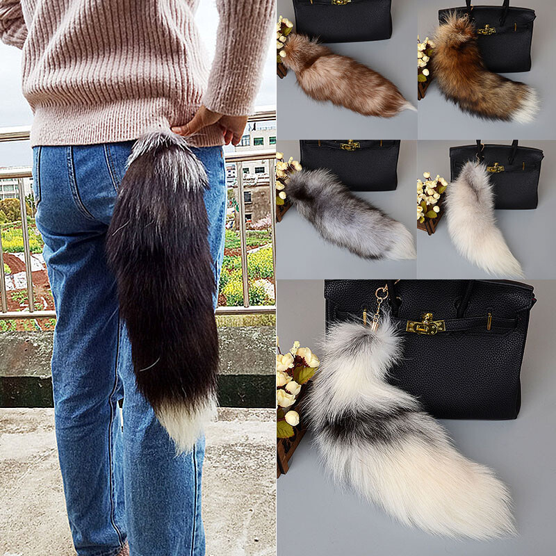 Faux Fur Fox Tail Keychain Keyring Tassel Key Ring Chain Womens