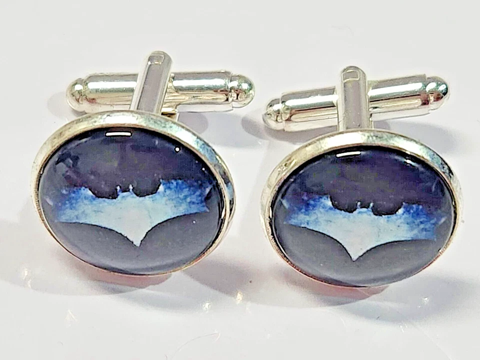 GEMELOS PLATA BATMAN NOVEDAD/PARA ALGUIEN ESPECIAL/Genial/Estilo/Hallazgo raro/Reino Unido/S Foto 3 de 4