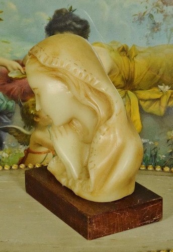 Sublime Antique French Religious Wax Bust / Statue Virgin Mary, The Madonna - Picture 6 of 14