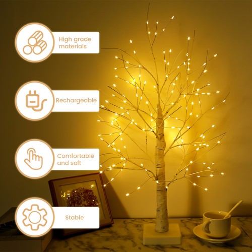 LED Birch Tree Light 144 LED Artificial Tree Lamp with Timer 24inch Denaz - Picture 6 of 11