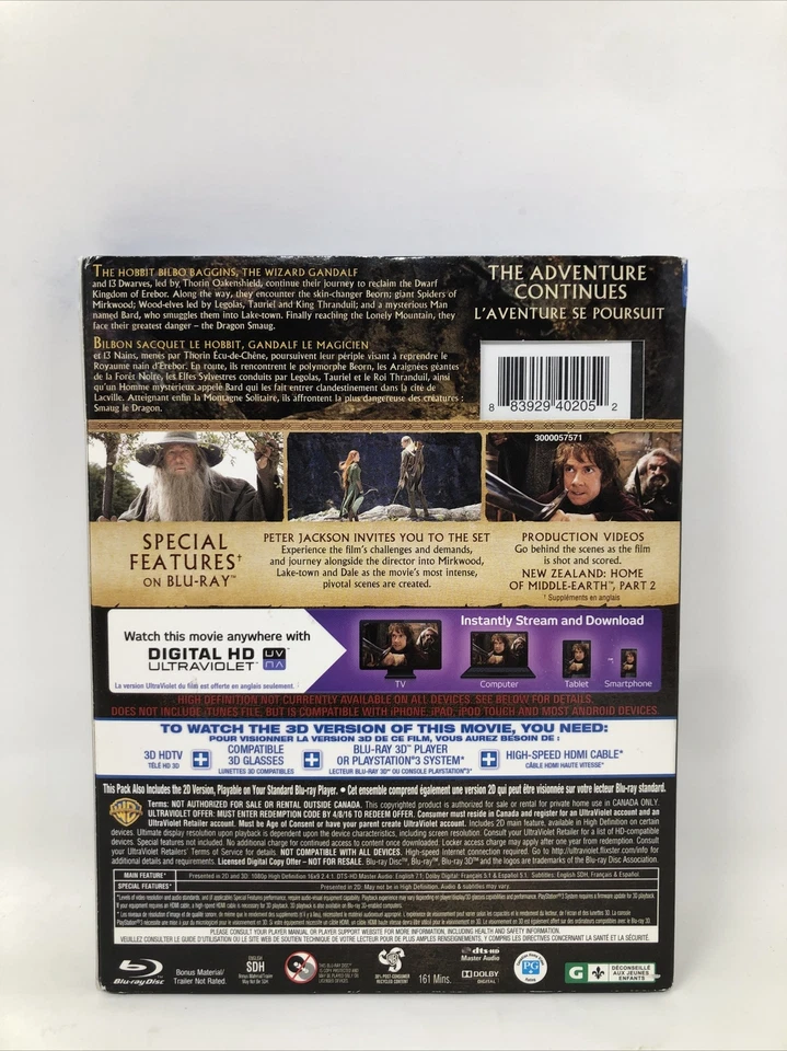 The Hobbit: The Desolation of Smaug (Blu-ray/DVD, 2014, 5-Disc Set, 3D) Hologram - Image 2 of 3