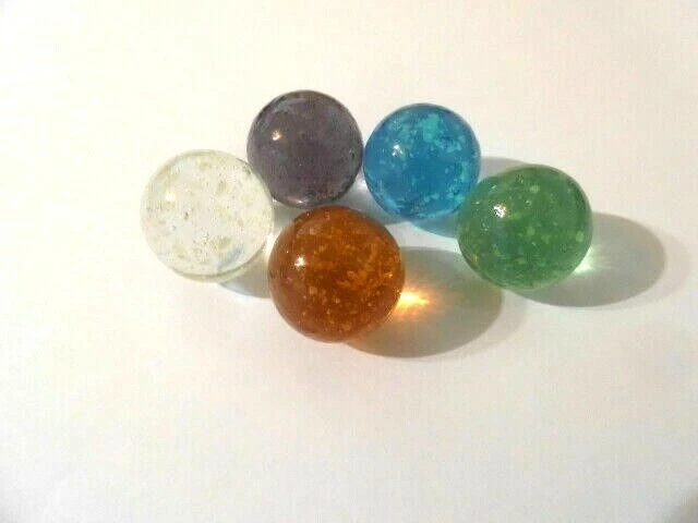 5 Murmeln Moonlight, fluoreszierend ca. 25mm, Glaskugel, Glasmurmel (257300)