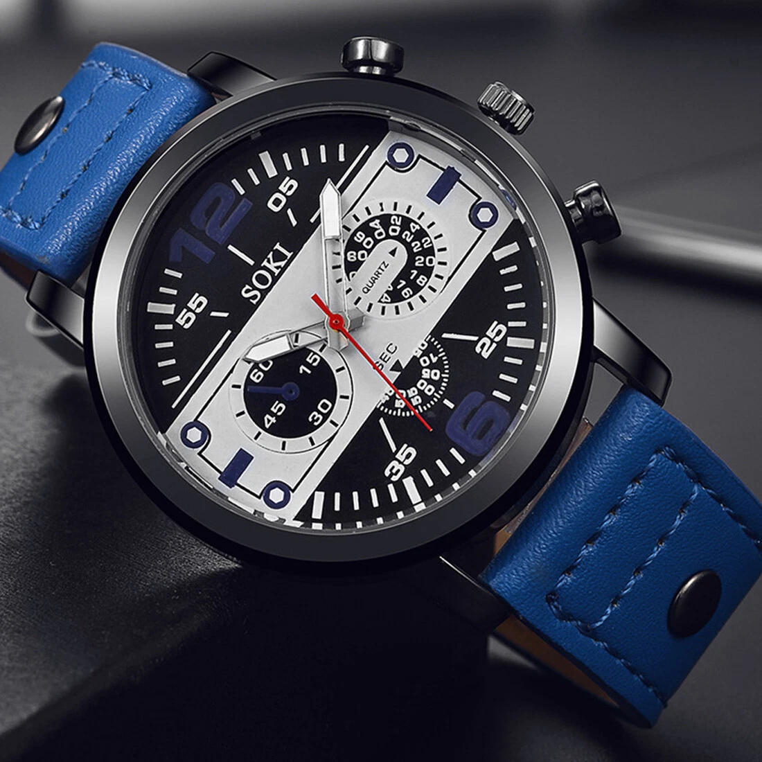 SOKI 2019 Creative Personality Quartz Belt Men Watch Sport Military Wrist Watch