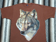 90s Wolf vtg T Shirt XL Wildlife Animal Graphic Brown single stitch Full print