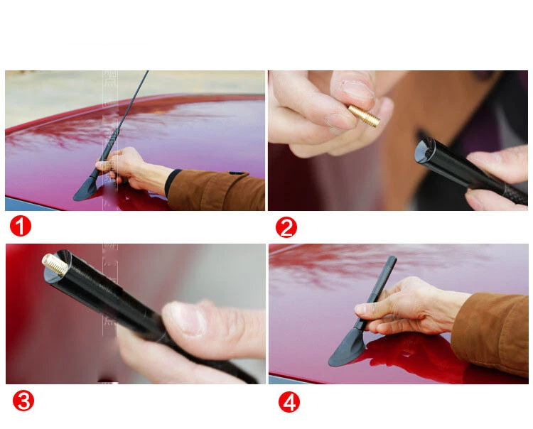 Nova antena curta 4,7 polegadas fibra de carbono preta rádio AM FM compatível com Mercedes-Benz - Imagem 4 de 4