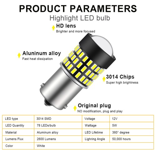 2X Bombillas de Retroceso LED GLOFE 1156 BA15S P21W 7506 Blanco Brillante 6000K - Imagen 2 de 7