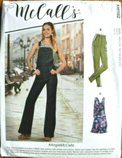 MCCALLS PATTERN 8162  JEANS  OVERALLS   MISSES SIZES 14 16 18 20 22  UNCUT