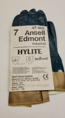 (11 Pairs) ANSELL Edmont Industrial 47-405 Coated Nitrile Gloves Hylite Size 7