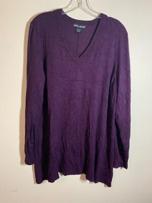 DKNY Jeans V-neck Sweater Women's Plus Size XXL Purple