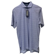 Polo Golf Ralph Lauren Classic Fit Jersey Short Sleeve Shirt Blue Geometric 98