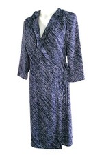 NWT Liz Claiborne "Art Glass Hues" Blue-White Abstract Wrap Dress w/ Ruffles, 4