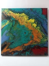 Signed Acrylic Pour Painting One Of A Kind Abstract  Canvas Wall Art