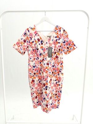 Fenn Wright Manson Ember Dress Midi Floral White Blue Orange Pink Size 14 Petite