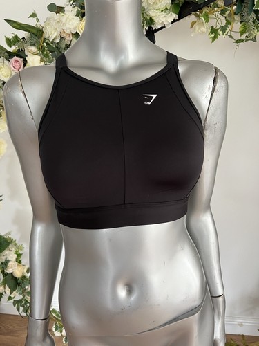 GYMSHARK Sports Bra High Support Impact Black Size 32 D-DD High Neck NEW OX73