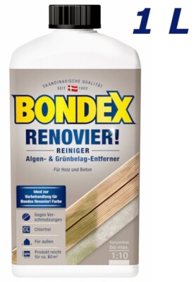 1 L BONDEX  Algen Grünbelag Entferner Renovier Reiniger für Holz & Beton SUPER!
