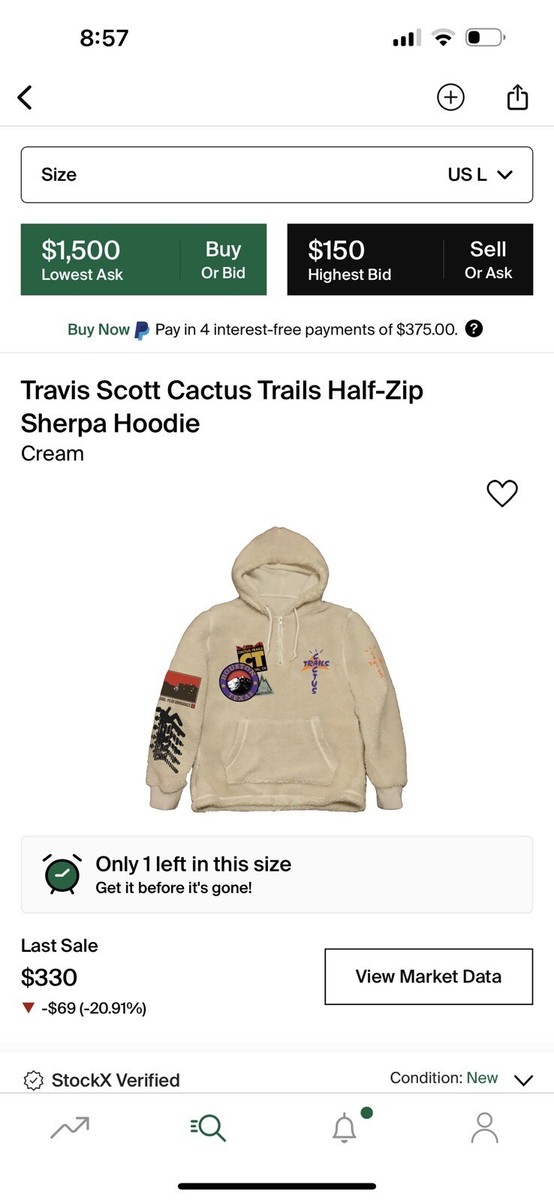 パーカー・フーディ Travis Scott Cactus Trails Half-Zip Sherpa Hoodie Travis Scott Cactus Jack Trails Half Zip Sherpa Hoodie Size