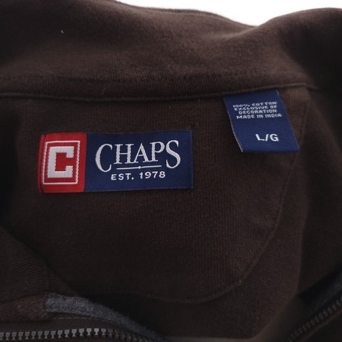 Chaps Solid Brown Long Sleeve Quarter Zip Pullover Cotton Sweater Mens Large - Picture 8 of 9