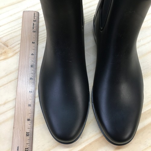 A New Day Boots Womens 8 Chelsea Rain Booties Black Faux Leather Pull On Cuban - Picture 6 of 15