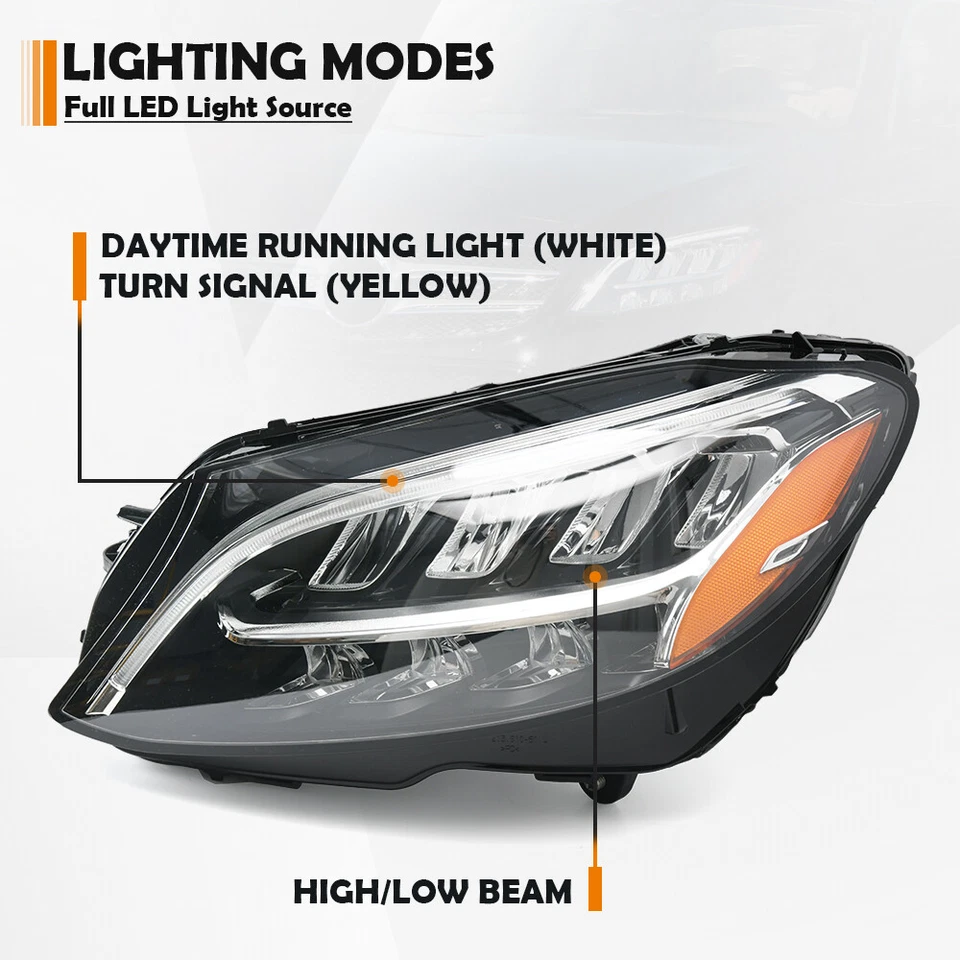 For 2019-2021 Mercedes-Benz C300 C43 C63 W205 LH Left Driver Headlight LED OEM - Image 4 of 4