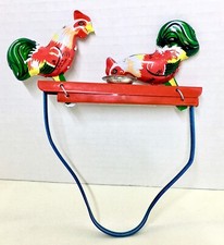 Vintage Retro Tin Squeeze Toy Chicken Pecking, Chicken Feeding-Fun Action Toy