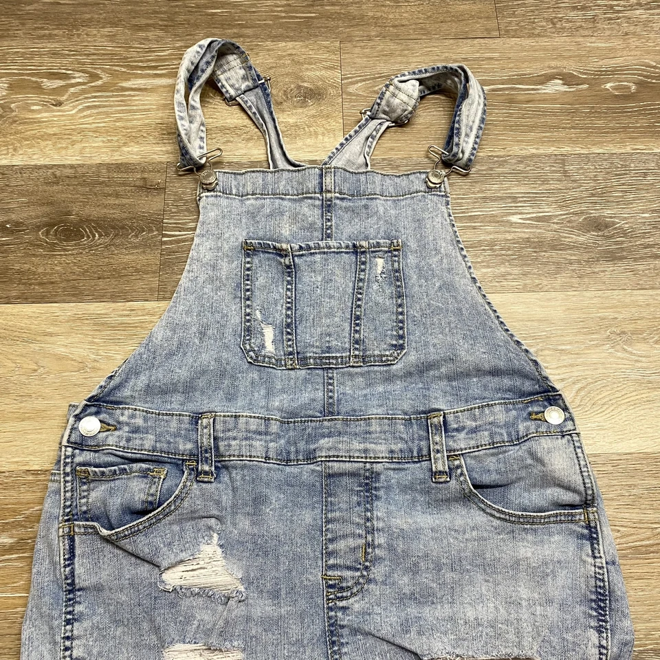 MAURICES Bib Front Buckle Straps Med Wash Blue Denim Jumper Women's Size Medium - Image 4 of 4