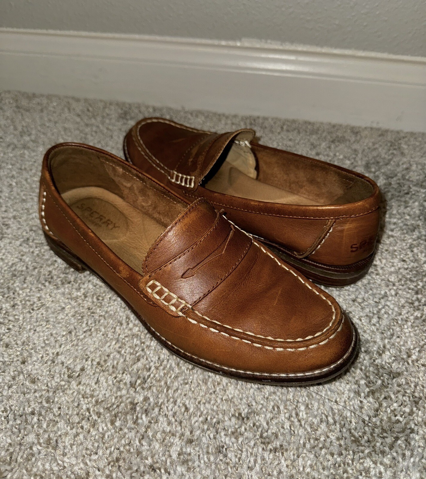 sperry women's seaport penny loafer tan