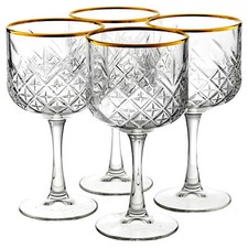 Pasabahce Timeless Cocktail Goblet Gold Rim Glassware Sets Mixers Martini 490ml
