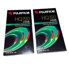 2 Pack Blank VHS Video Tapes FUJI HQ 120 NEW Factory Sealed 6 hour