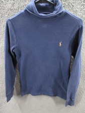 Polo Ralph Lauren Boys Medium Navy Blue Turtleneck Long Sleeve Shirt