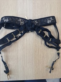 Bordelle Vita Suspender Garter Black Adjustable 24k Gold Plated S Xx1389