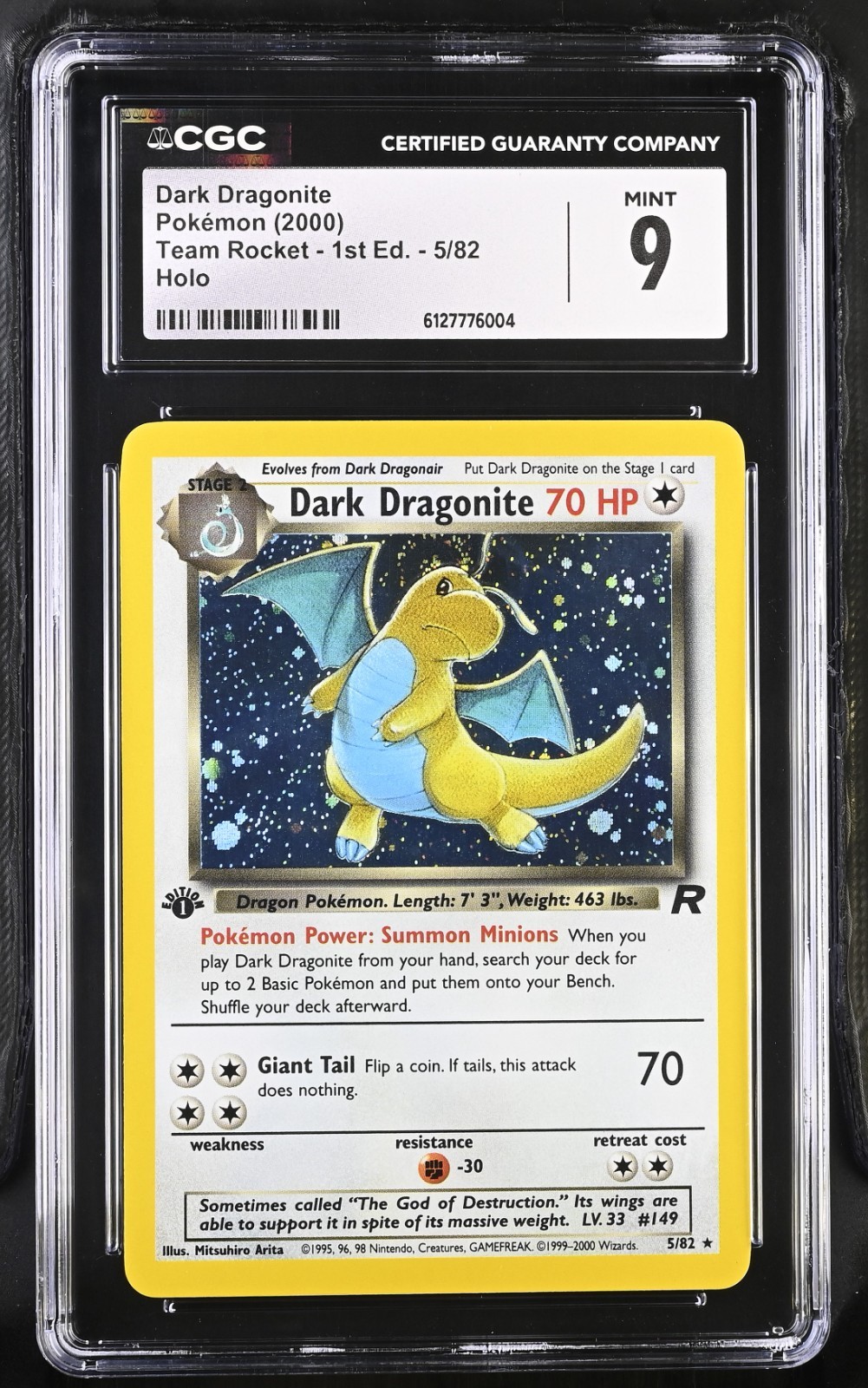 Pokémon Dark Dragonite Holo Rare 1st Edition Team Rocket 5/82 CGC 9