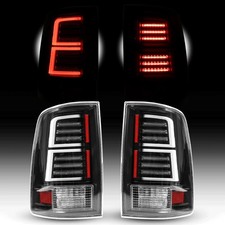 Black LED Tube Tail Lights 09-18 Ram 1500 2500 3500 Housing Clear Lens Pair