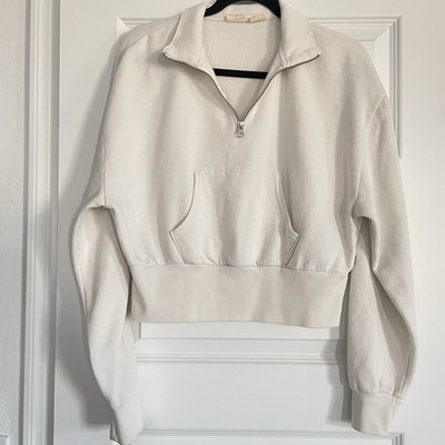 Levi's Women s Off-White Quarter-Zip Sweatshirt Cotton Blend