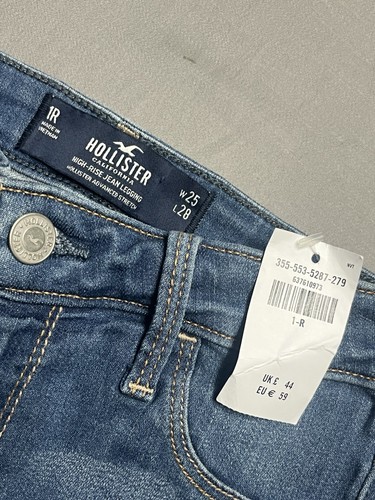 NWT Hollister Women’s Size 1R 25x28 High Rise Distressed Blue Jean Legging - Picture 3 of 6