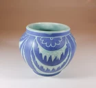 Art Nouveau Vase Ceramics, Floral Turquoise & Blue Josef Ekberg Sgrafitto 1921