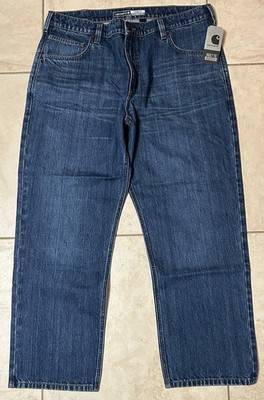 Carharrt Loose Fit Straight Leg Blue Work Jeans Men s Size 38x30 New With Tag