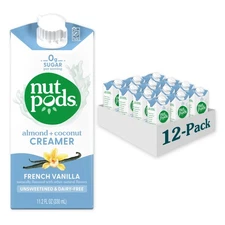 nutpods Dairy-Free Creamer Unsweetened French Vanilla, 12-pack - Whole30 / Pa...