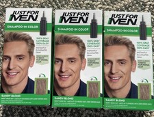 Just For Men Shampoo-in Hair Color Dye for Men, H-10 Sandy Blond, 3 Pack Lot