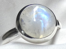 💙 Mondstein Ring 925 Silber Gr 62 19,7 rund Cabochon Blauschimmer elegant 💙