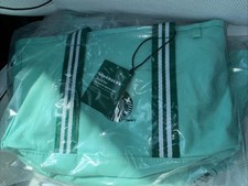 Starbucks SHIP NOW Mint Green Tote Bag with Striped Handles Coffee Tea Theme