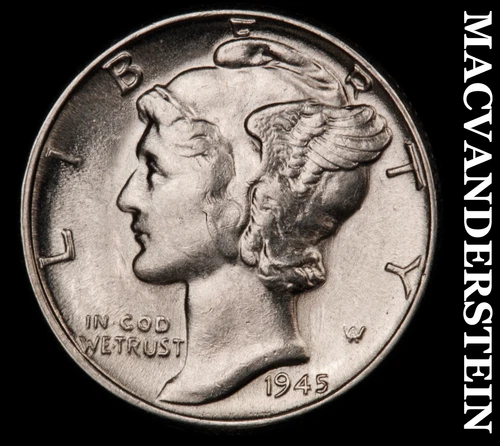 1945 Silver Mercury Dime - Ch Gem Brilliant Uncirculated++++  Lustrous  #i6023